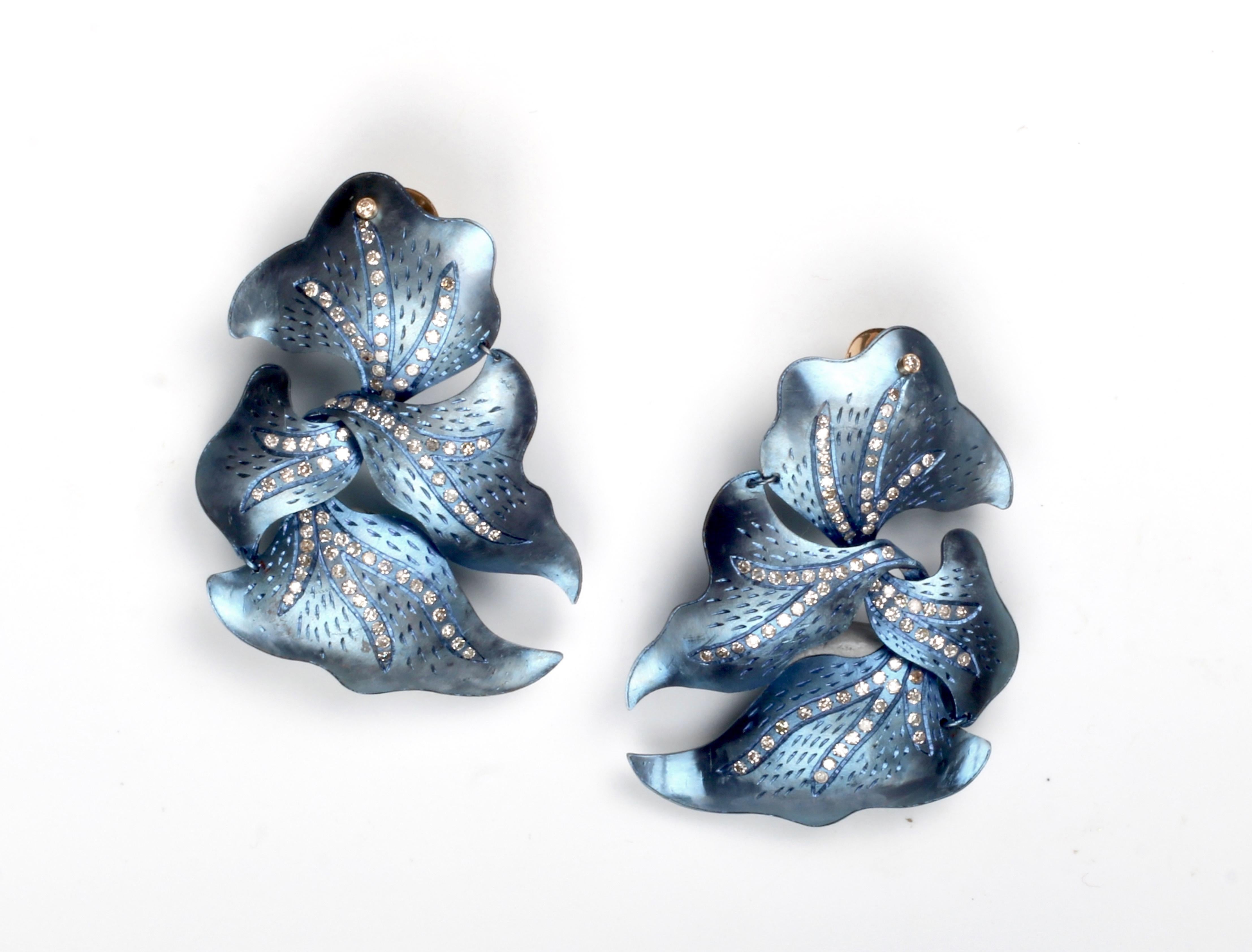 diamond titanium earrings