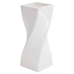 Vaso ritorto in ceramica smaltata bianca anni '80