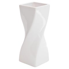 Vintage Twisted Vase in White Glazed Ceramic 1980s