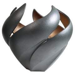 Twisted Vessel, Matte Black and Copper Lustre 'Bloom'