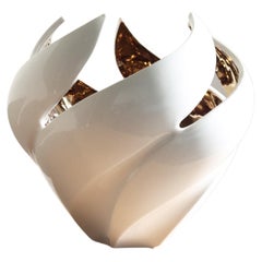 Twisted Vessel, White and Copper Lustre 'Bloom'