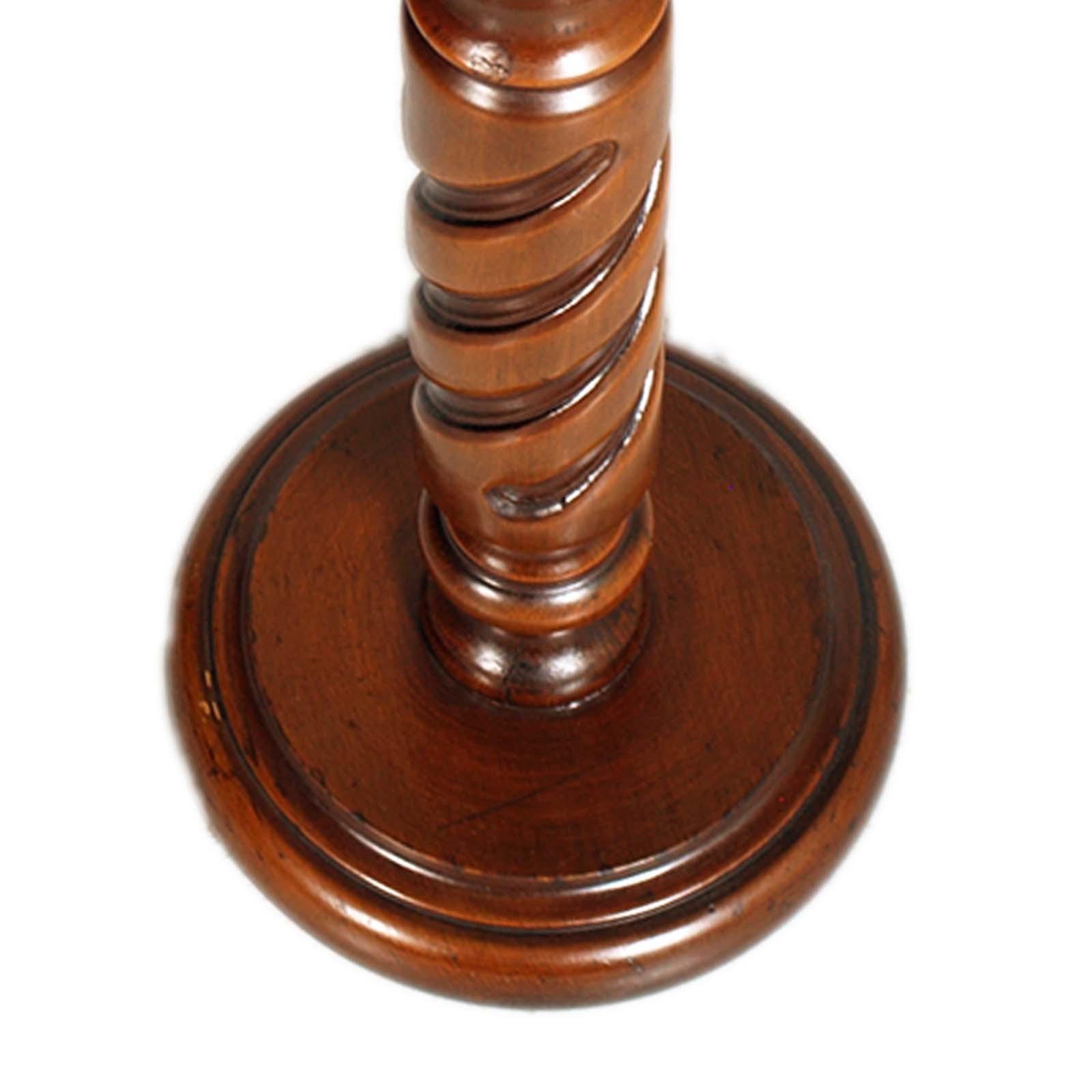 Gothic Revival Twisted Walnut Column for Vase, Bust holder or Sculpture, 1940s, Gothic Style For Sale