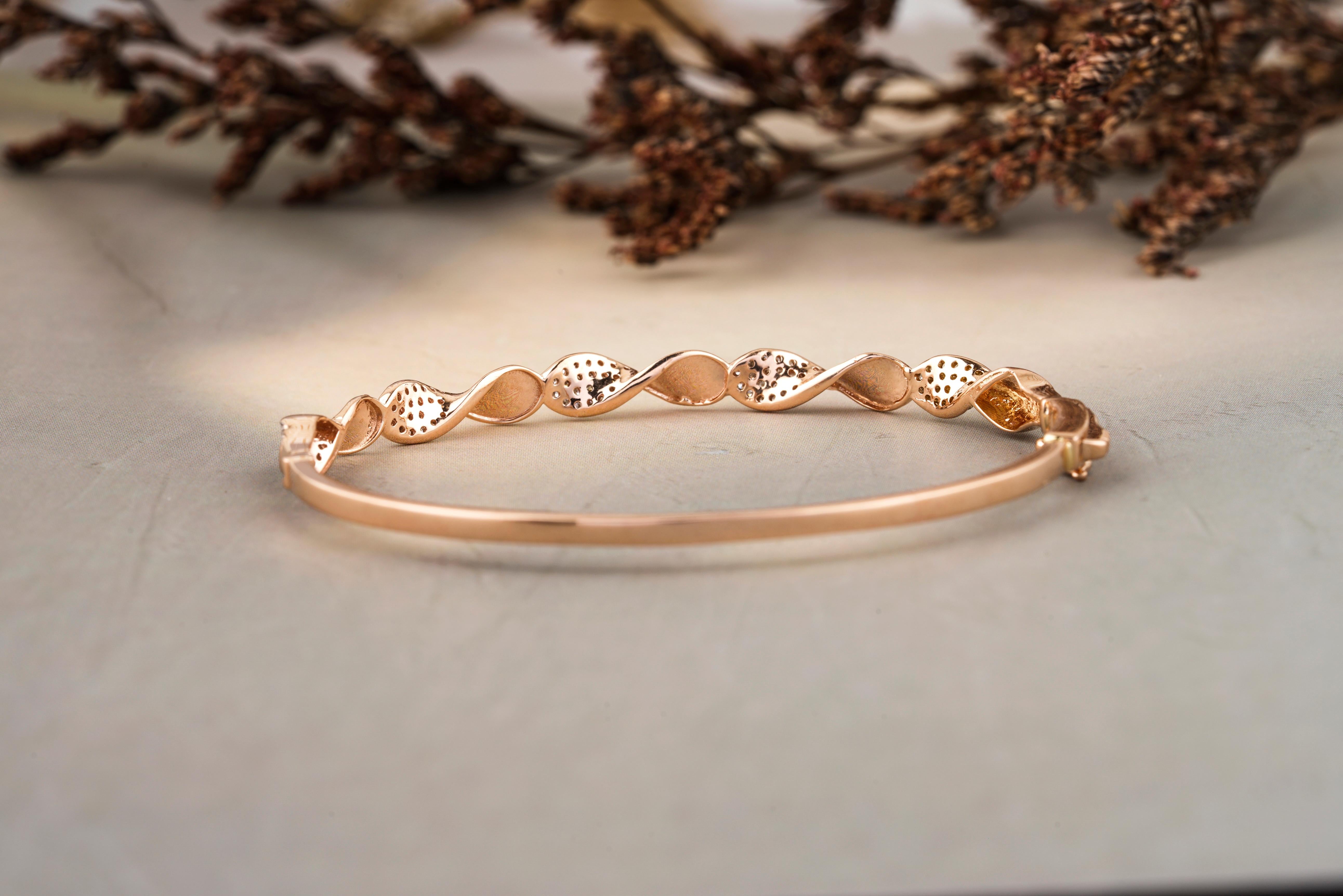 Bracelet en or massif 18k avec diamants torsadés et ondulés Neuf - En vente à New Delhi, DL