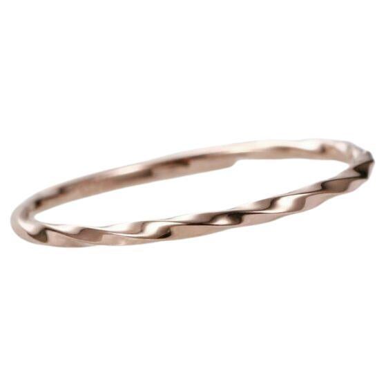 Twisted Wedding Band Unique Rose Gold Band Ring Delicate Plain Gold Bridal Set For Sale