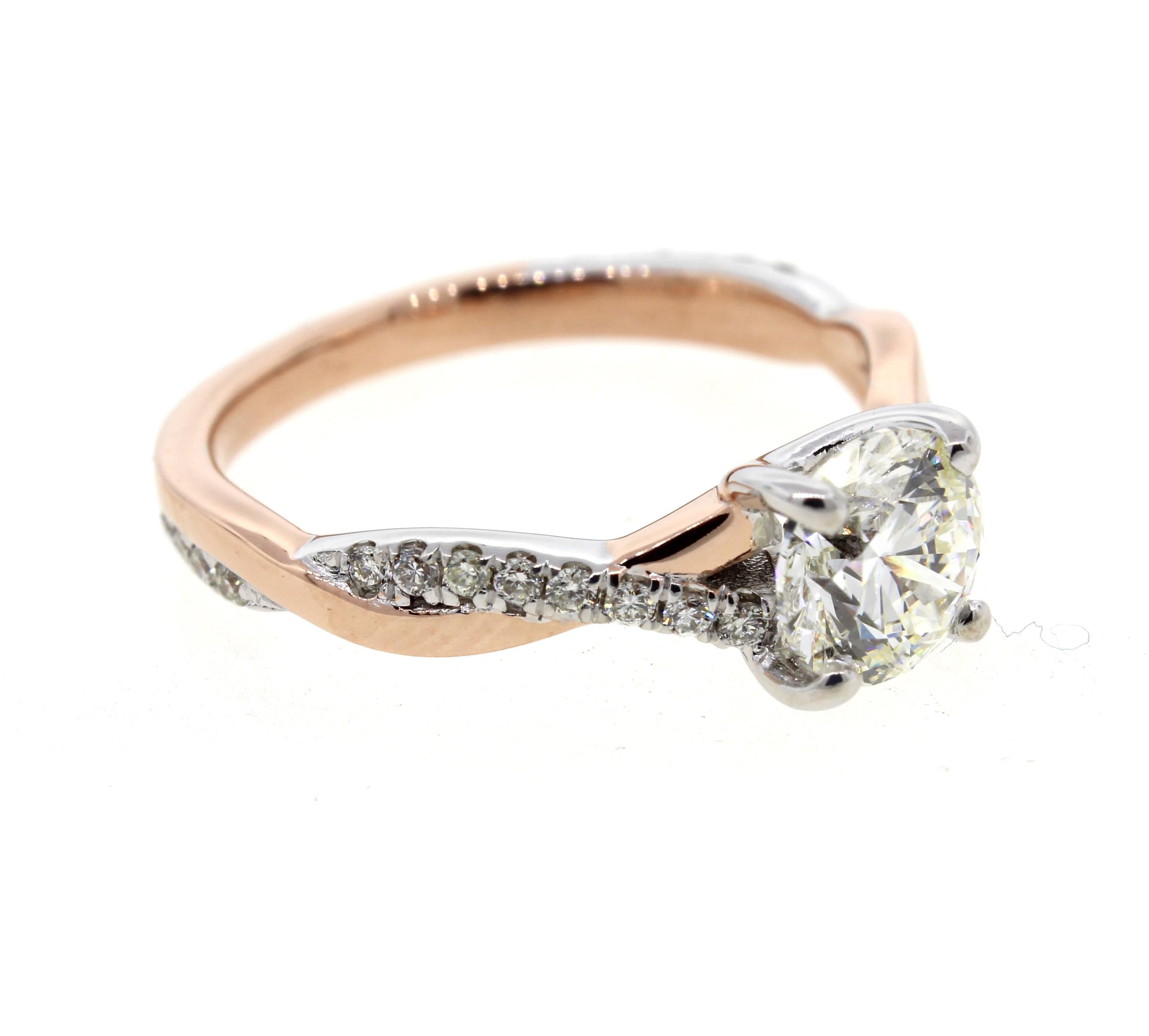 rose gold twist diamond engagement ring