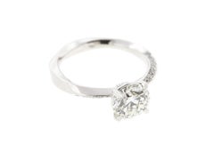 Twisted White Gold Diamond Engagement Ring Round Diamond Certified Center