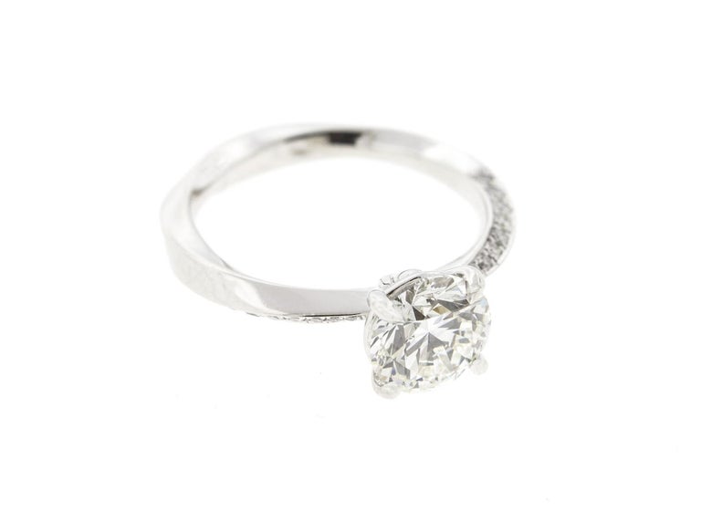 Twisted White Gold Diamond Engagement Ring Round Diamond Certified ...