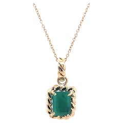 Antique Twisted Wire Frame+Pendant Loop Set with 1.60ct Natutal Emerald in 18ct Yellow G