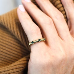 TWISTED WIRES Band Ring In 18Kt Yellow Gold With Three Green Emeralds