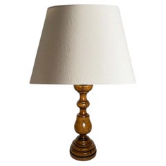 Twisted wooden table lamp with antique patina, France, 1970