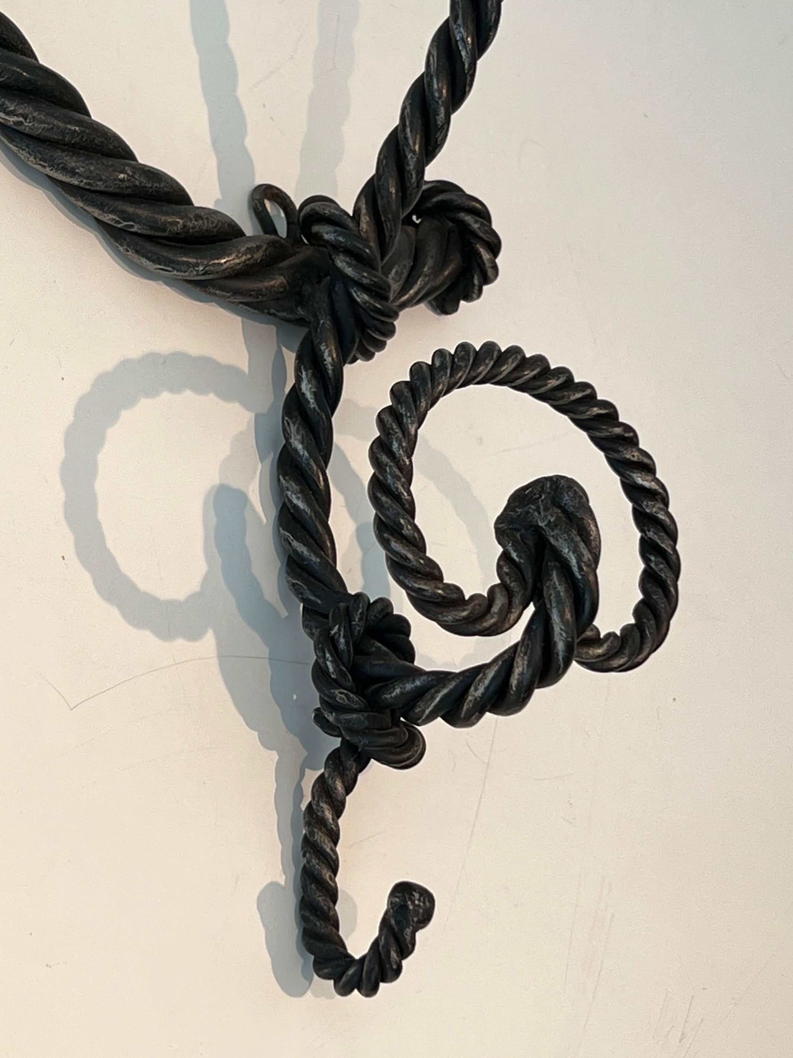 Twisted Wrought Iron Coat Rack. French Work For Sale 8