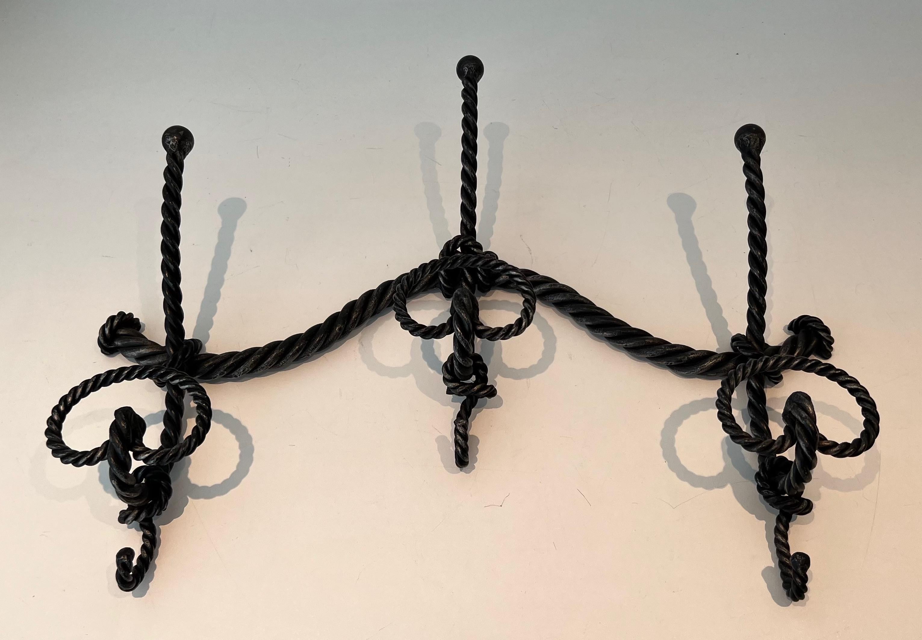 Twisted Wrought Iron Coat Rack. French Work For Sale 9