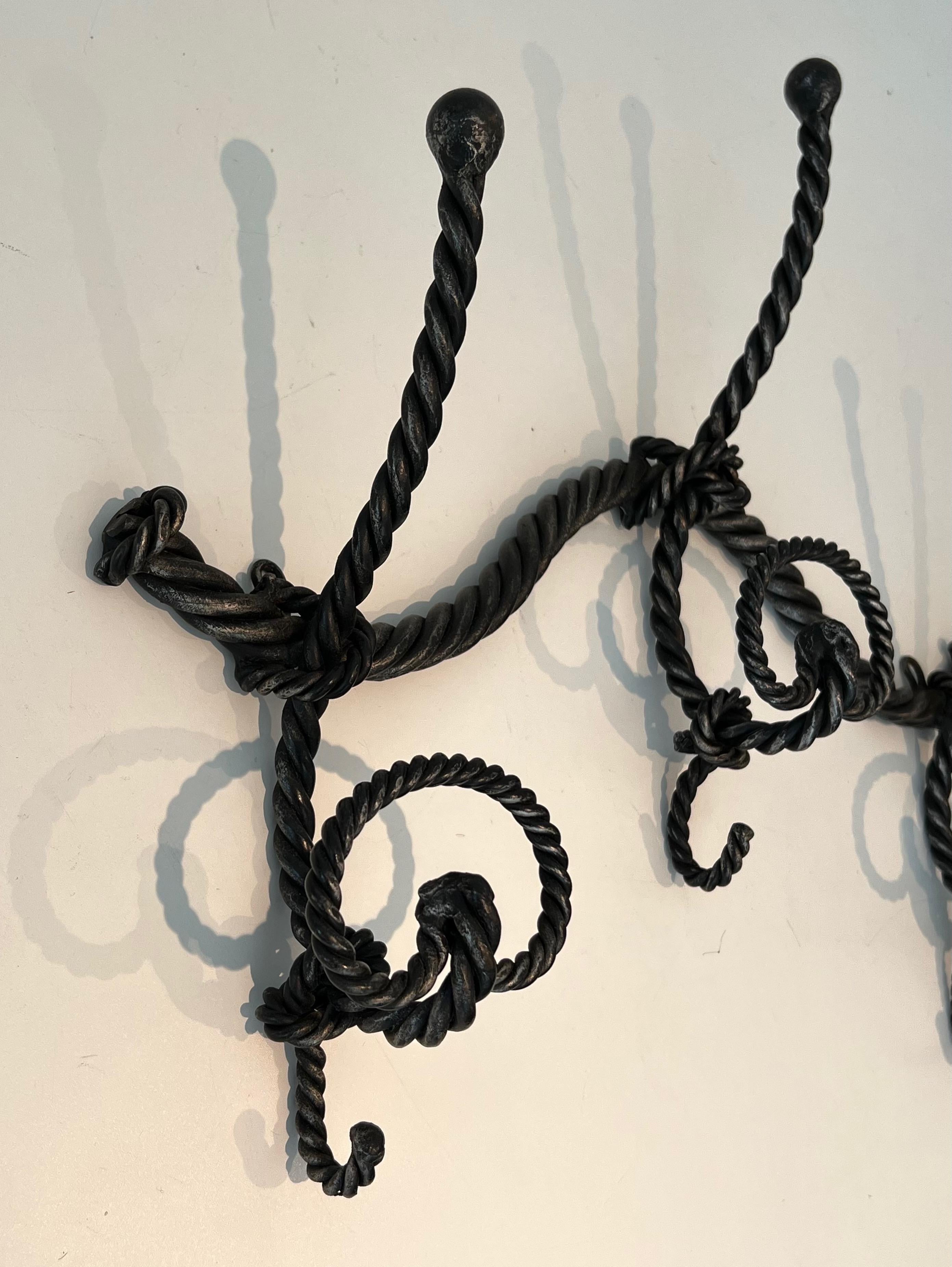 Mid-20th Century Twisted Wrought Iron Coat Rack. French Work For Sale