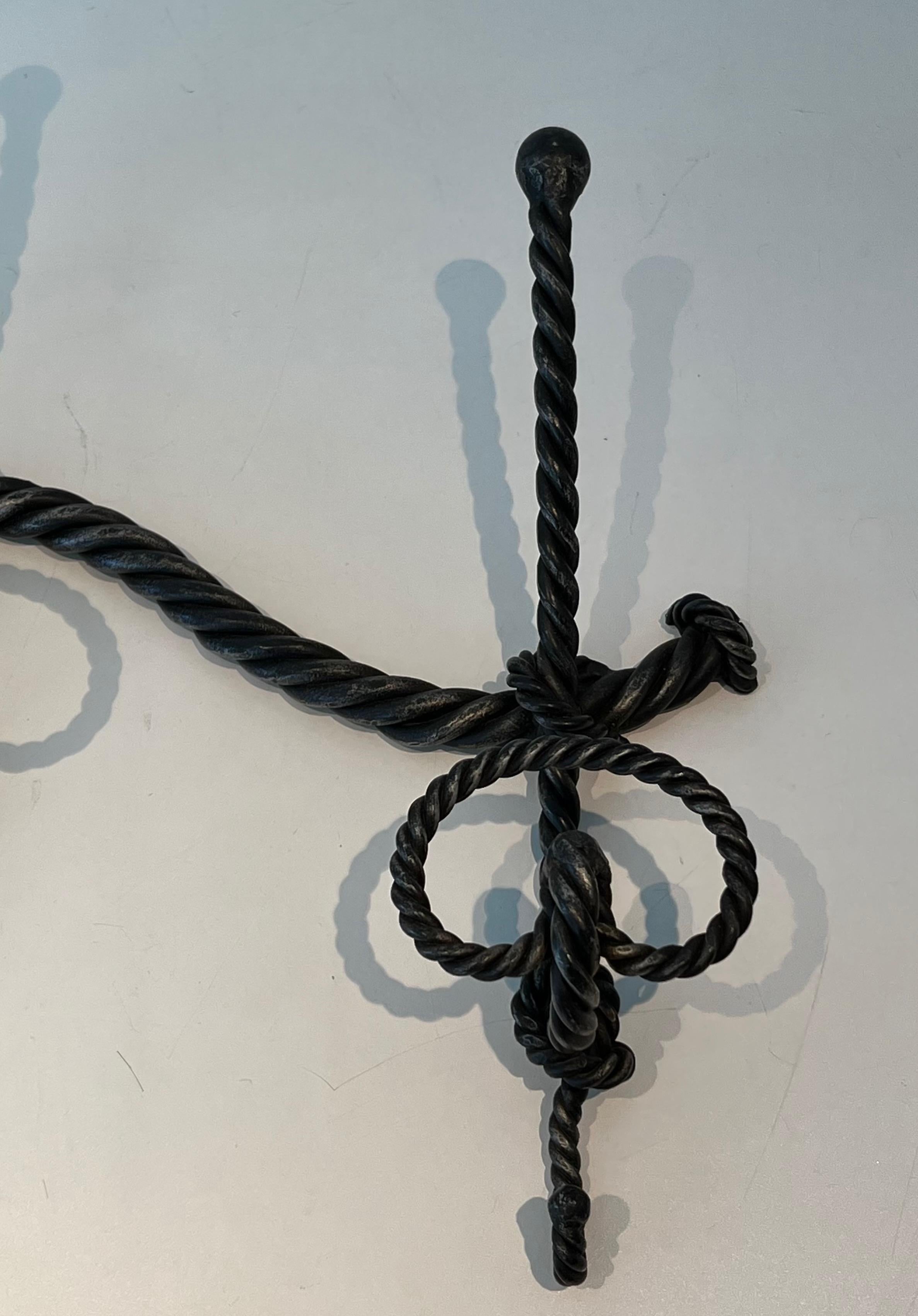 Twisted Wrought Iron Coat Rack. French Work For Sale 3