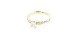Twisted Yellow Gold Diamond Engagement Ring with Radiant Center Diamond  (1CT)