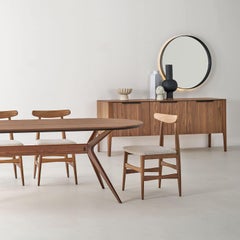 Tavolo da pranzo ovale Twister in legno di noce canaletto