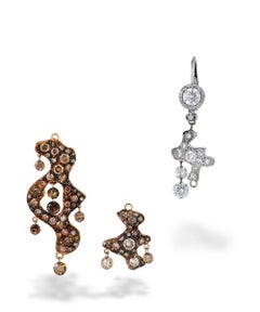 Twisty Chocolate Swirl Earrings Diamond Adjustable Length Earrings 18k Rose Gold