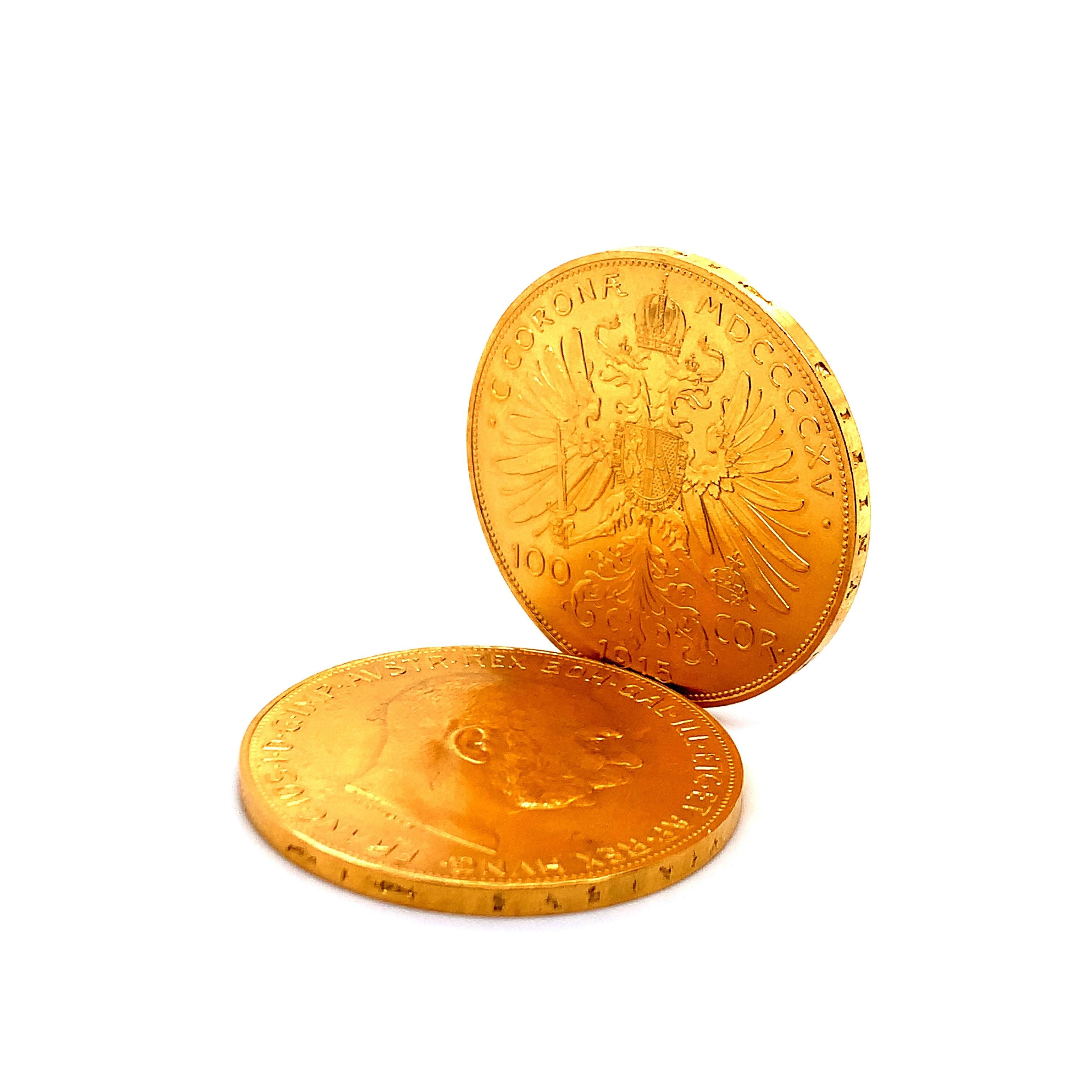 Österreichische Corona aus 100 Gold aus dem Jahr 1915 im Angebot 3
