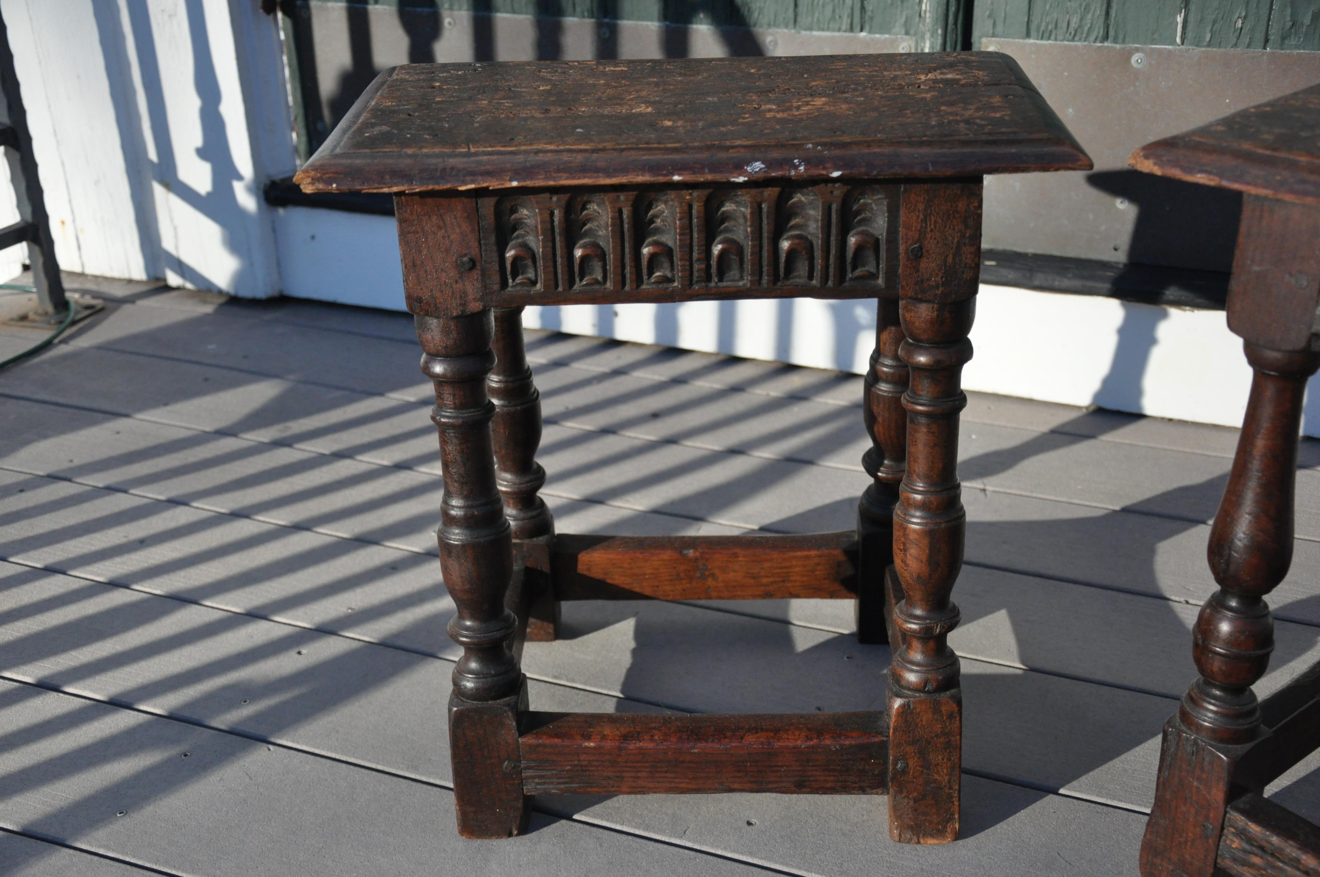 Two 17th Century Oak Joint Stools 4