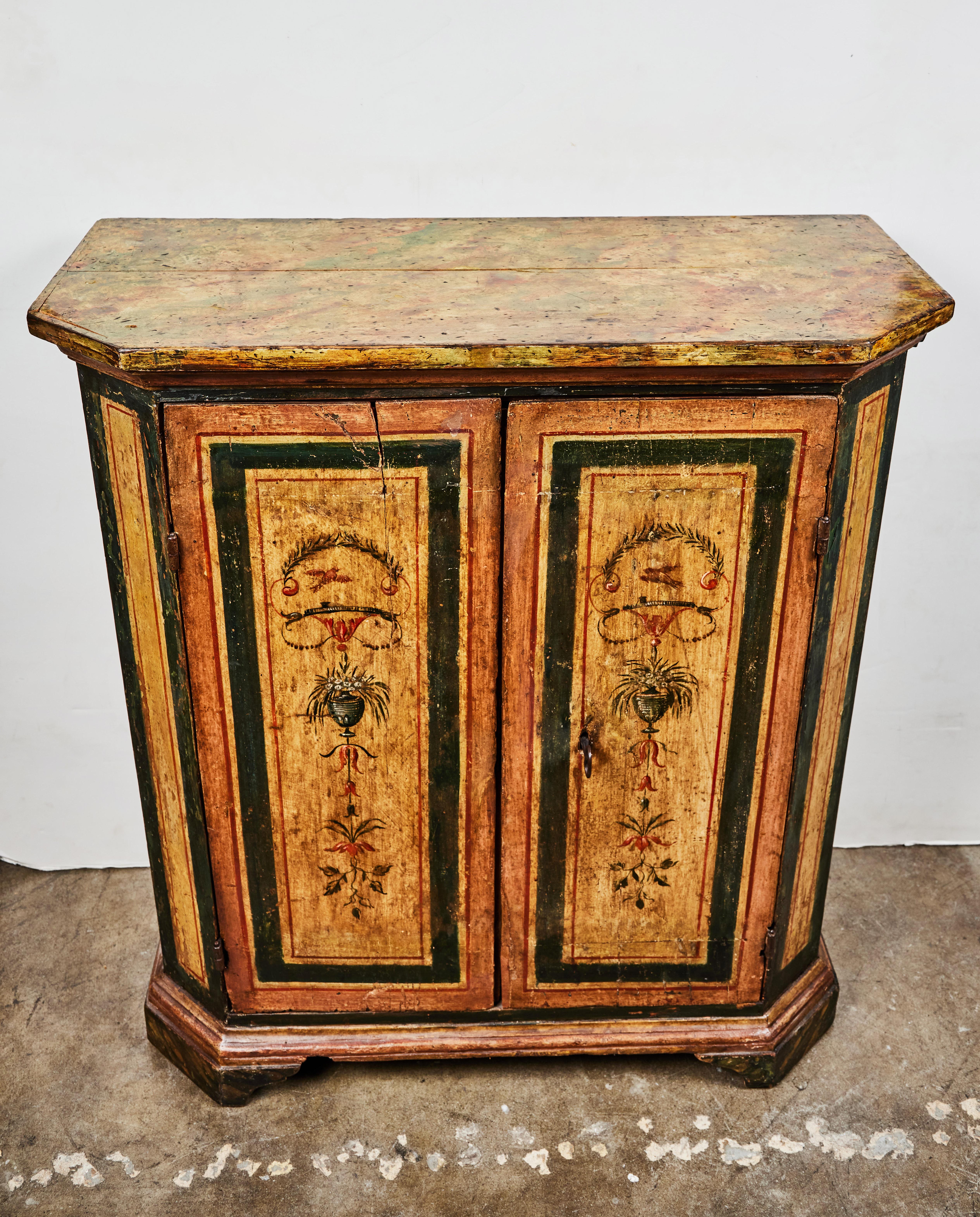 Two, 18th Century, Italian, Hand Painted Cabinets For Sale 4