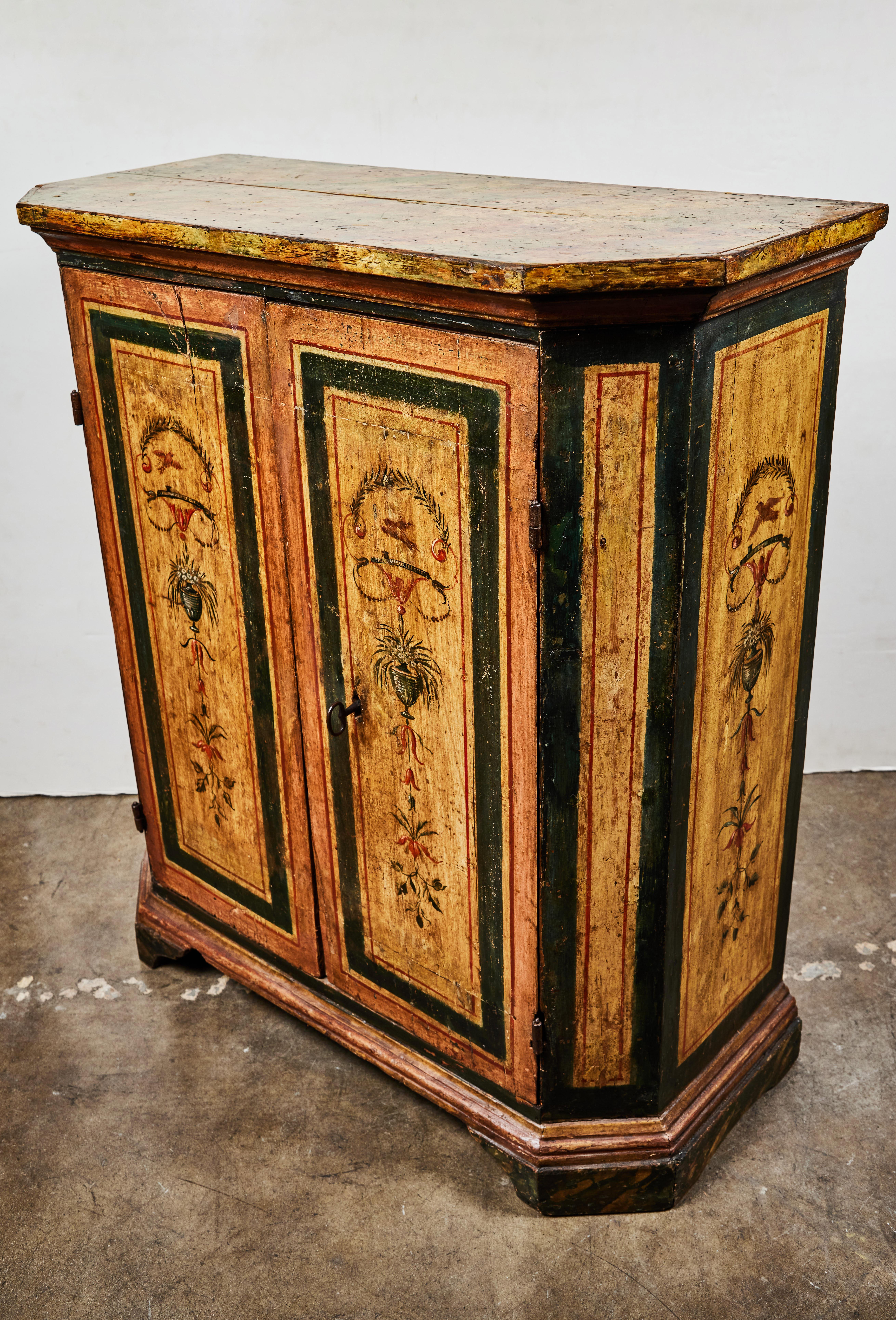 Two, 18th Century, Italian, Hand Painted Cabinets For Sale 8