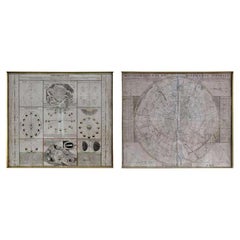 Two 18th Century Celestial Charts Engravings in Brass Frames by Doppelmayr