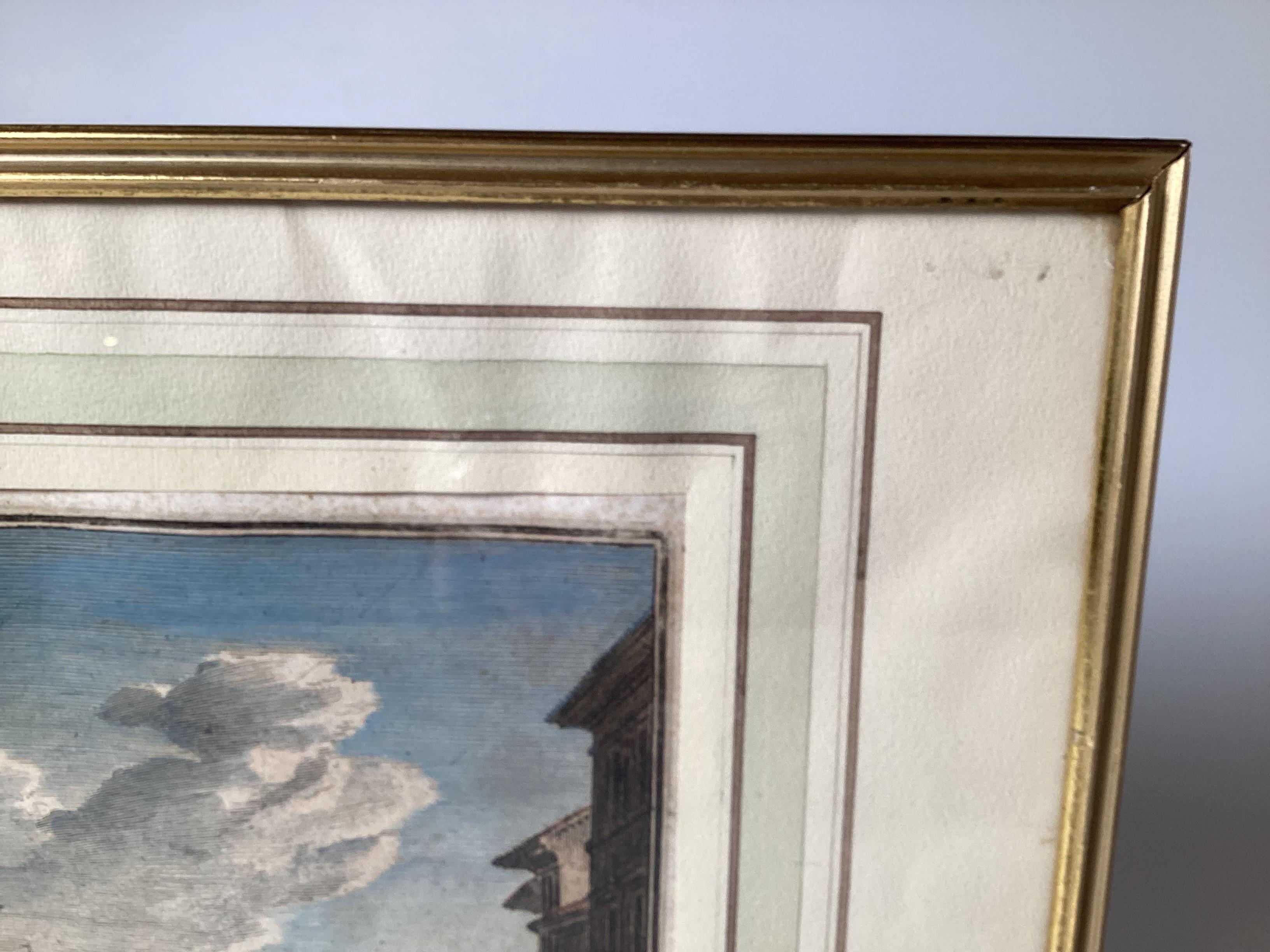 Two 18th Century Hand Colored Engravings by Giuseppe Vasi Framed 4