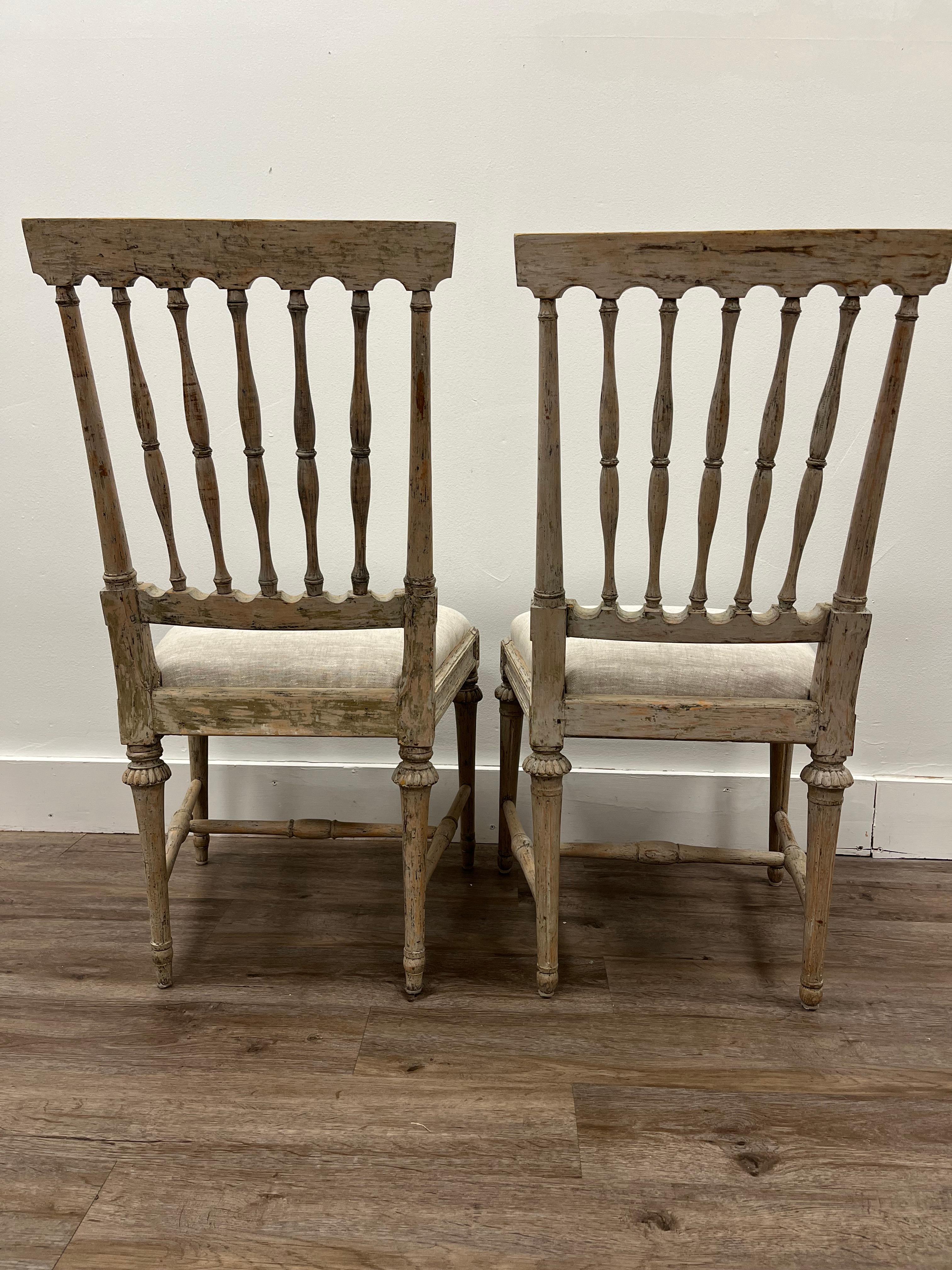 Hand-Painted Two Similar 18th Century Swedish Gustavian Chairs For Sale