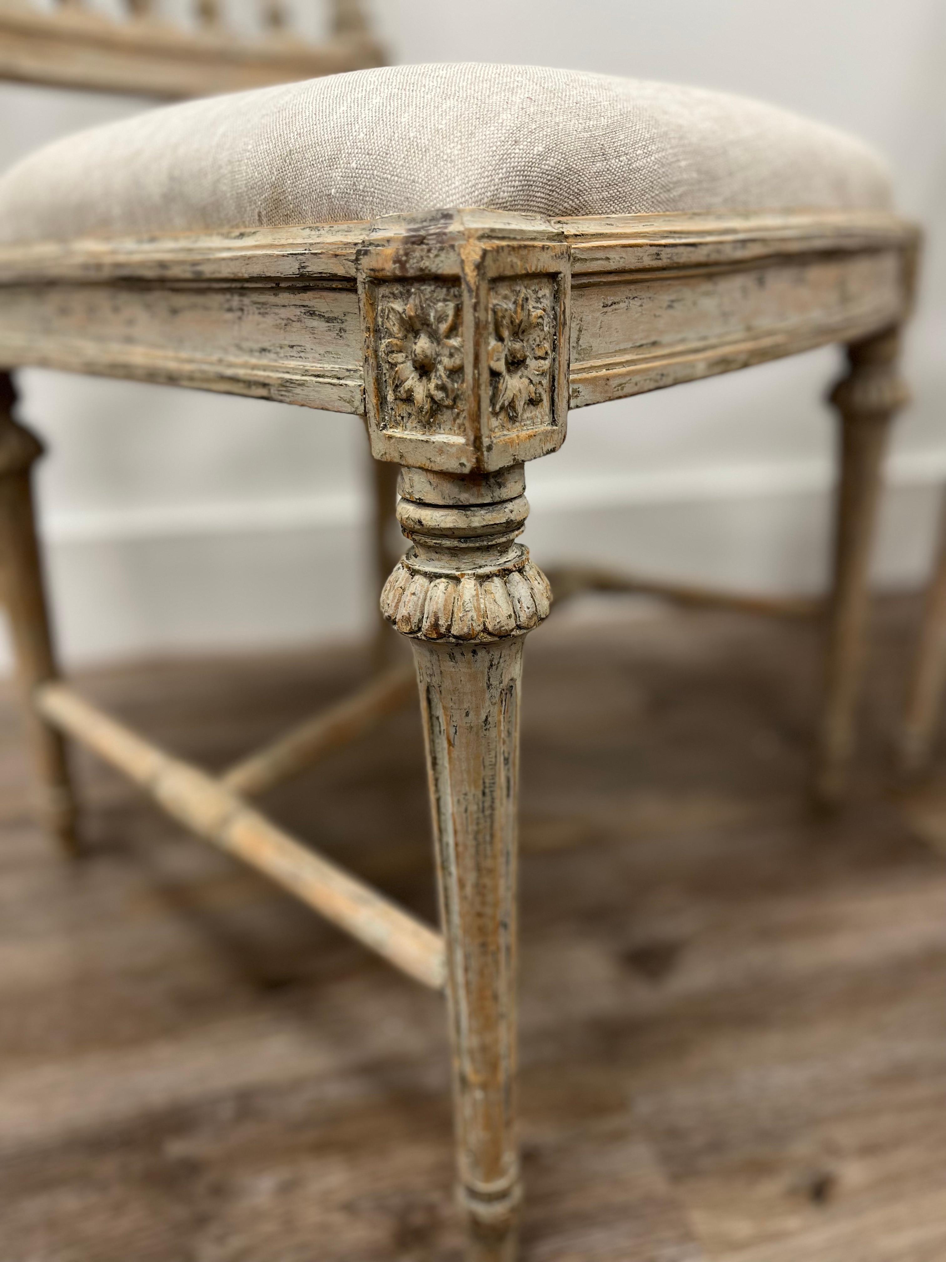 Two Similar 18th Century Swedish Gustavian Chairs For Sale 2