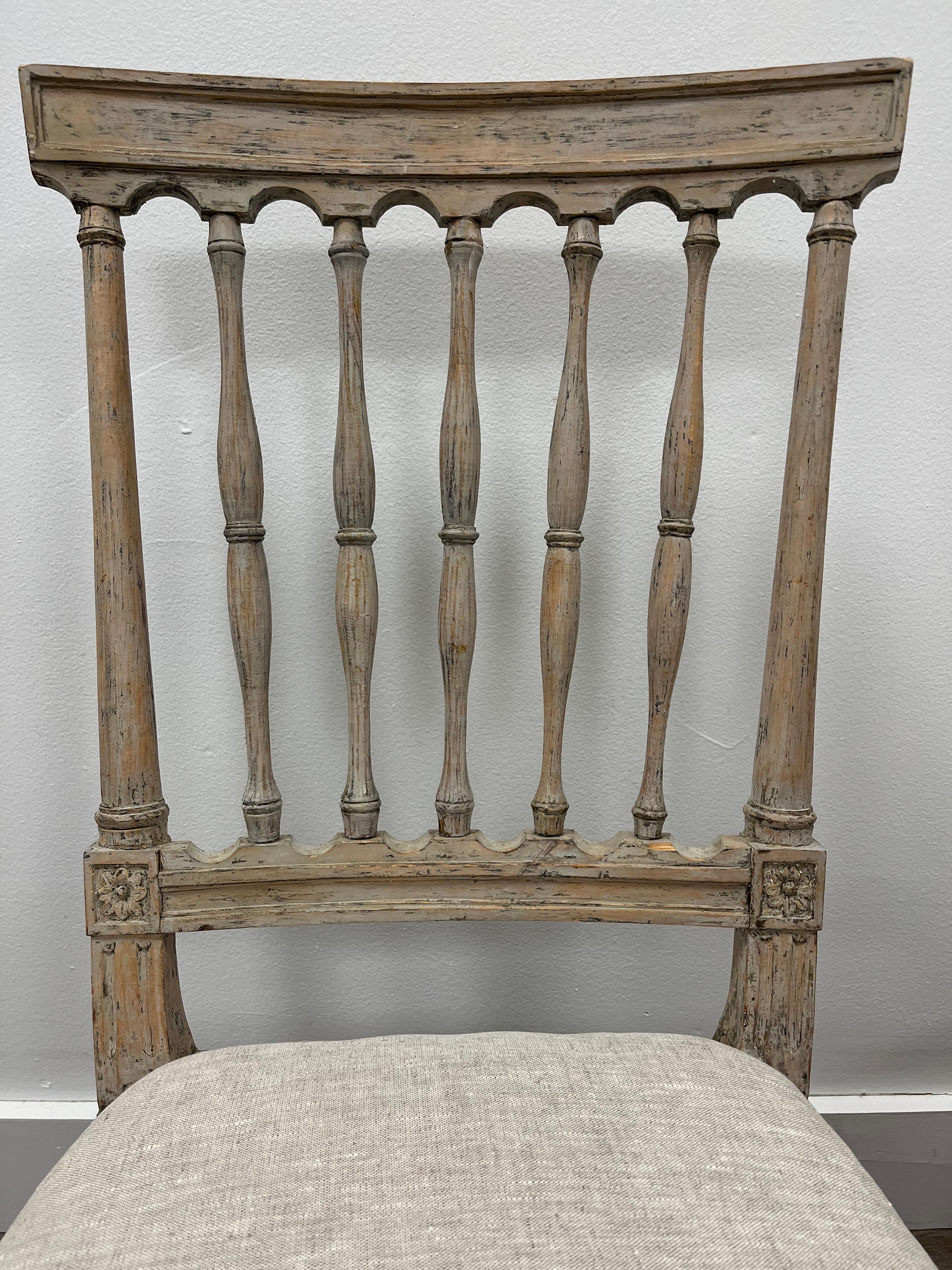 Two Similar 18th Century Swedish Gustavian Chairs For Sale 3
