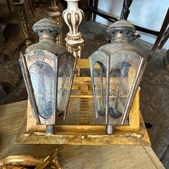Two 1900s Art Nouveau Copper Italian Procession Candle Lamps