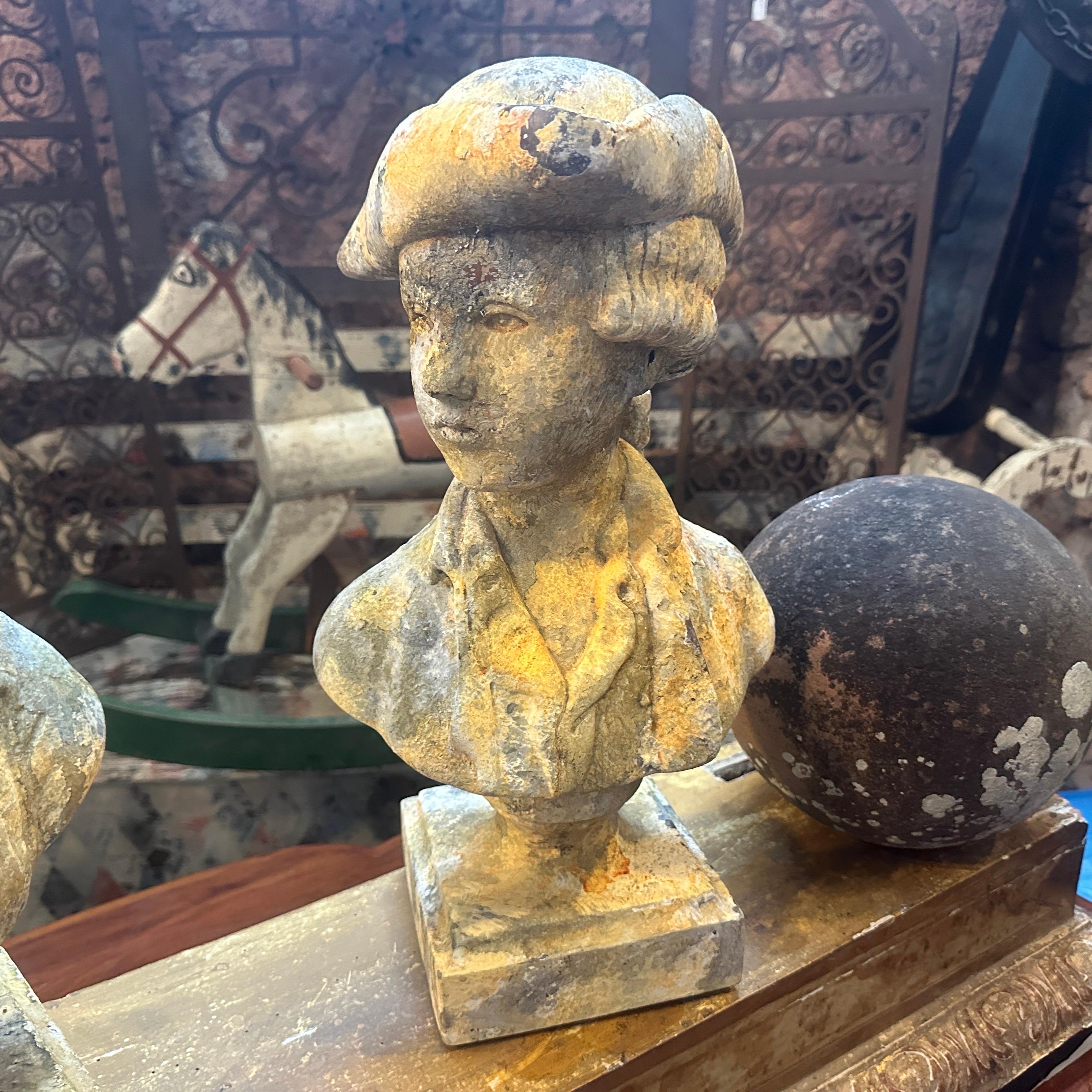 Two 1900s Art Nouveau Patinated Wood Italian Busts of Two Young People 7