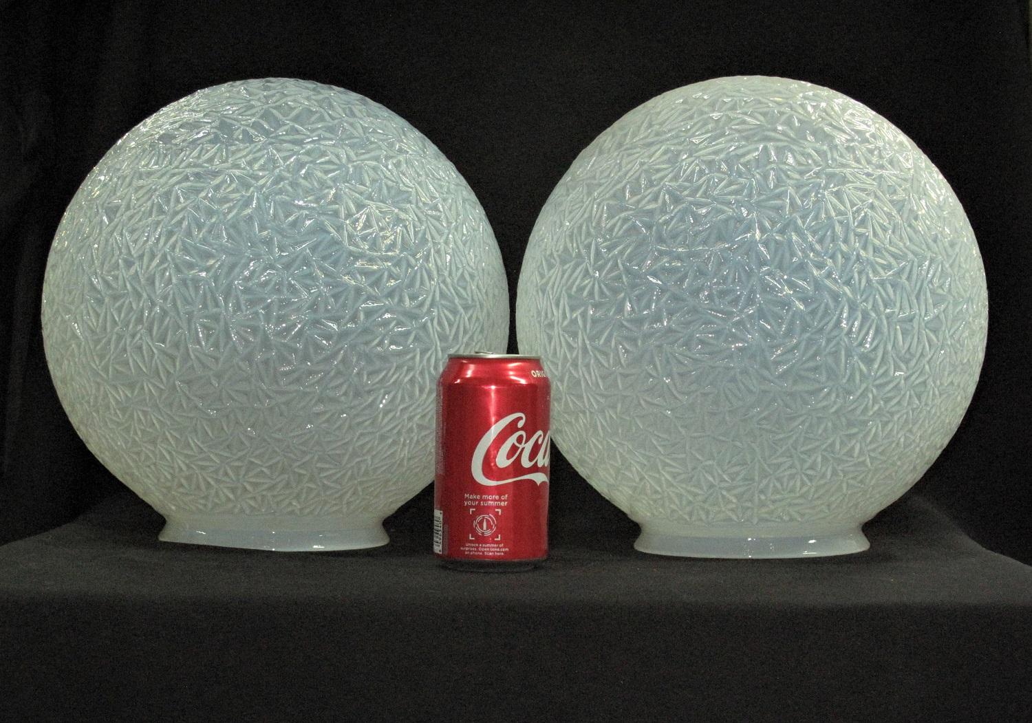 Art Deco TWO 1920s Deco Ice Blue Globe Opalescent priced each For Sale