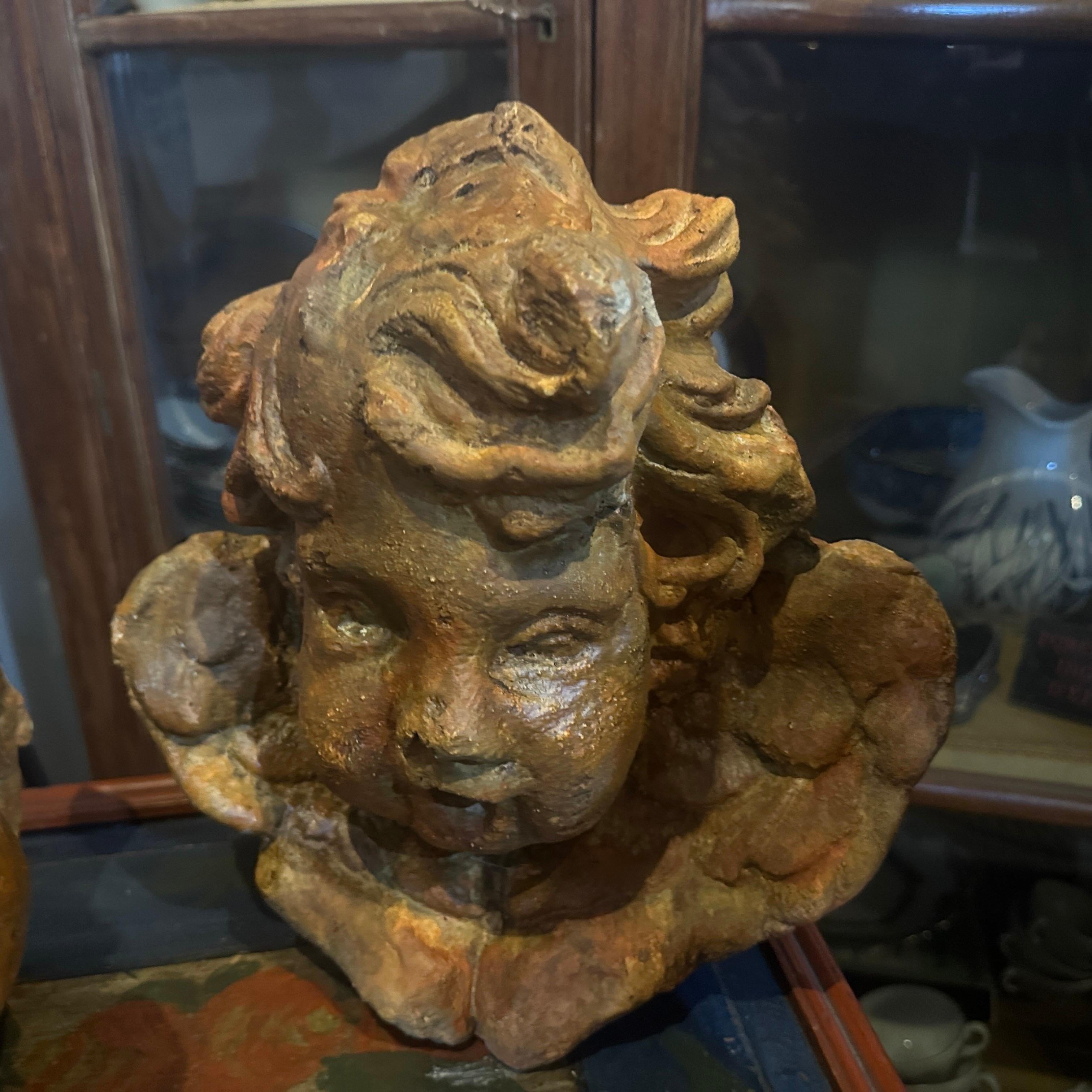 Two 1930s Baroque Style Stone Sicilian Angels For Sale 1