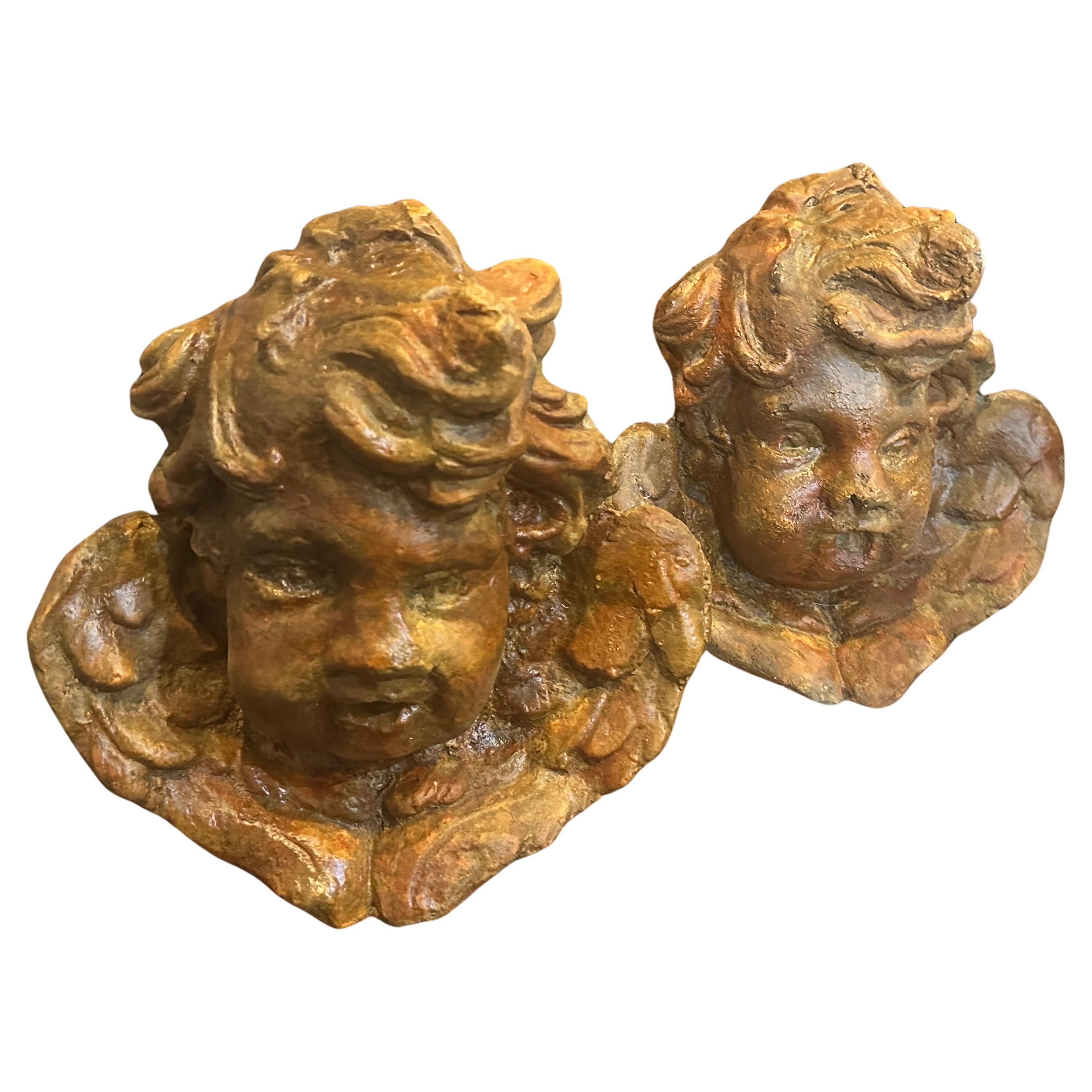 Two 1930s Baroque Style Stone Sicilian Angels