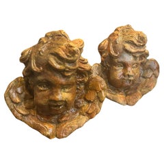 Zwei Sizilianische Engel aus Stein im Barockstil der 1930er Jahre
