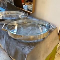 Two 1940s Giò Ponti Attributed Art Deco Silver Plated  Italian Serving Trays