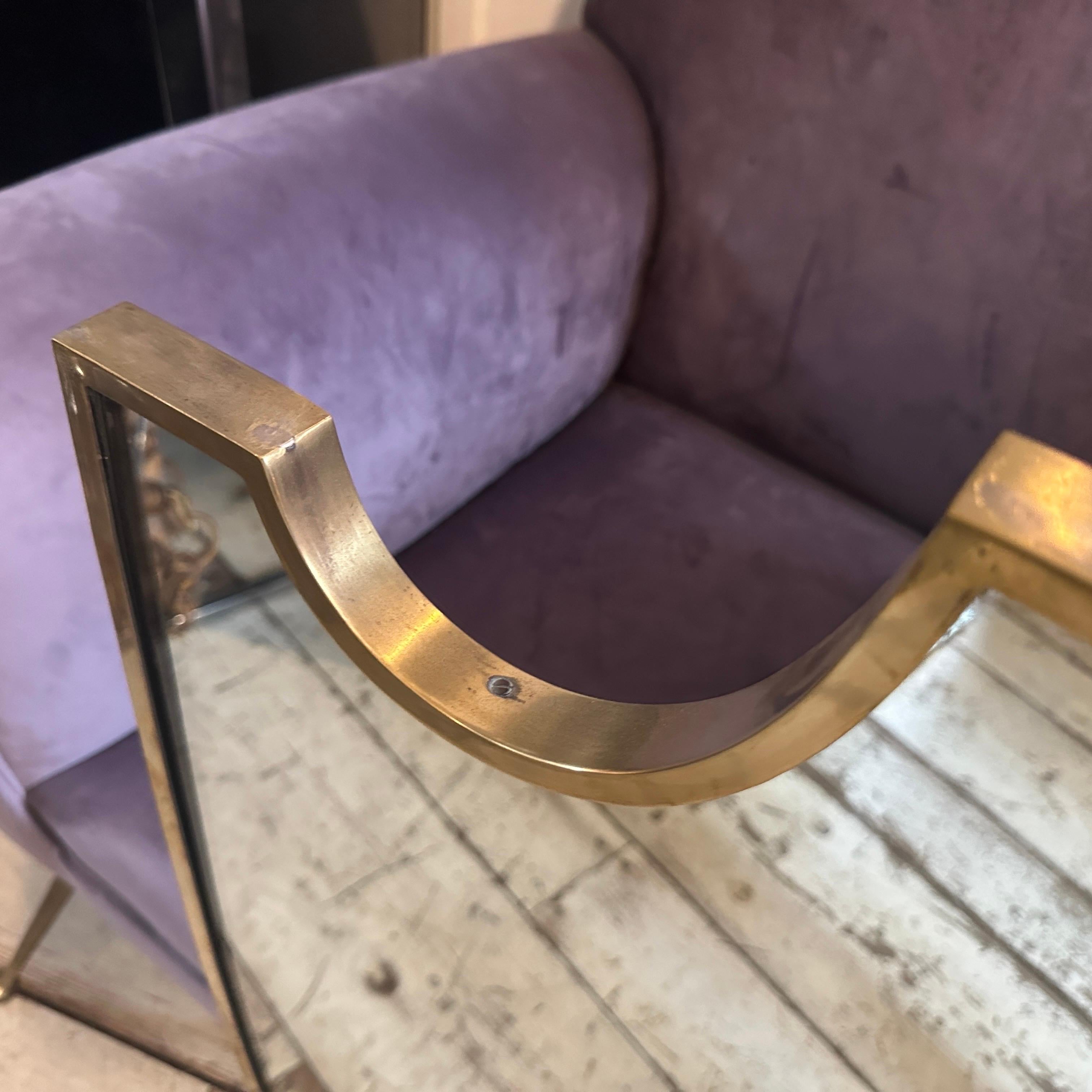 Due specchi da parete italiani con scudo in ottone in stile Gio Ponti del 1950, metà del secolo scorso in vendita 9