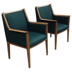 Retro Two 1950s Hardwood Framed Side/Carver Chairs Attributed to Bröderna Andersson