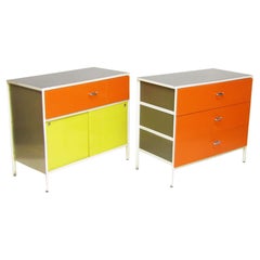 Two 1950s Steel Frame Orange and Lemon Cabinets by George Nelson