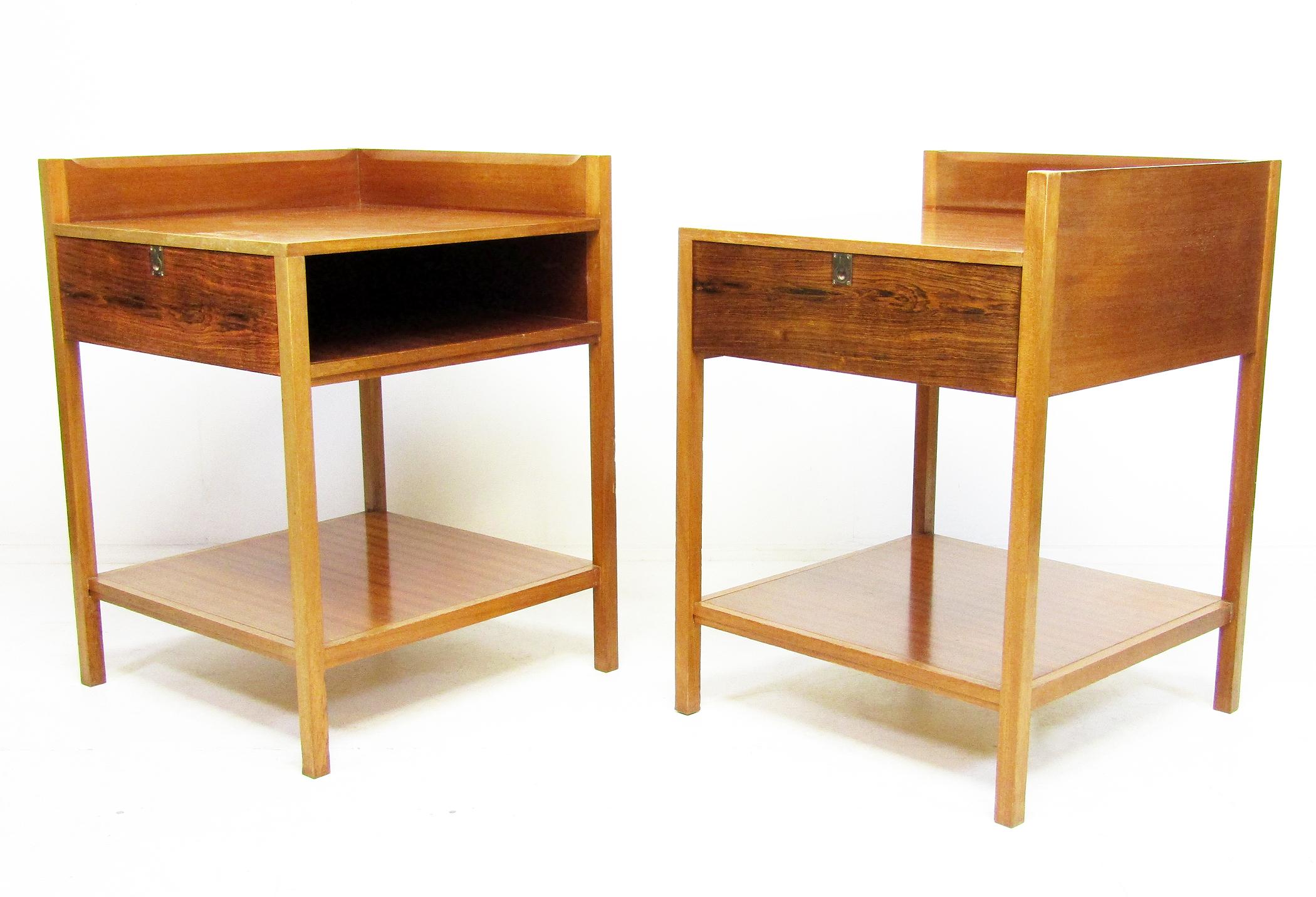 20th Century Two 1960s Campaign Bedside Nightstands in Rosewood & Mahogany