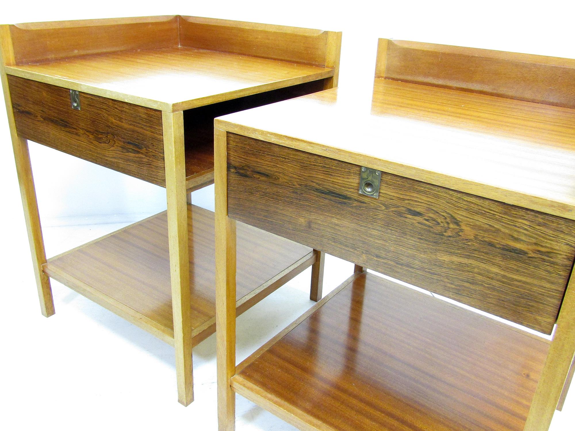 Two 1960s Campaign Bedside Nightstands in Rosewood & Mahogany 1