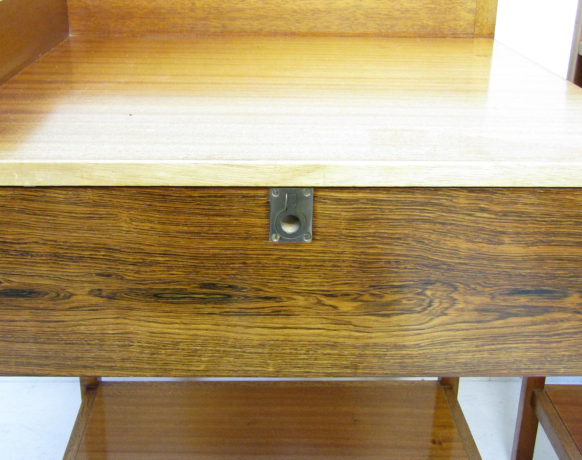 Two 1960s Campaign Bedside Nightstands in Rosewood & Mahogany 2