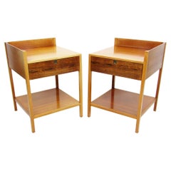 Retro Two 1960s Campaign Bedside Nightstands in Rosewood & Mahogany