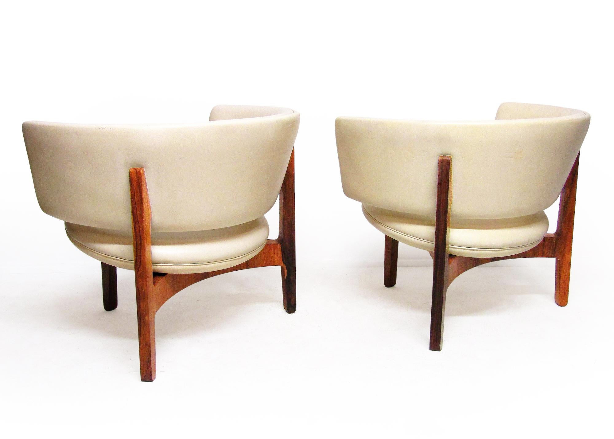 Faux Leather Two 1960s Danish Lounge Chairs In Rosewood by Sven Ellekaer For Sale