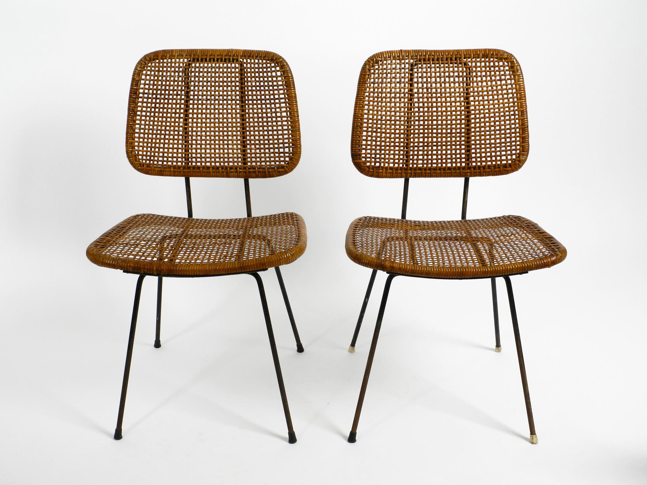 Mid-Century Modern Two 1960s Italian Bamboo Dining Room Chairs in a Very Good Vintage Condition For Sale