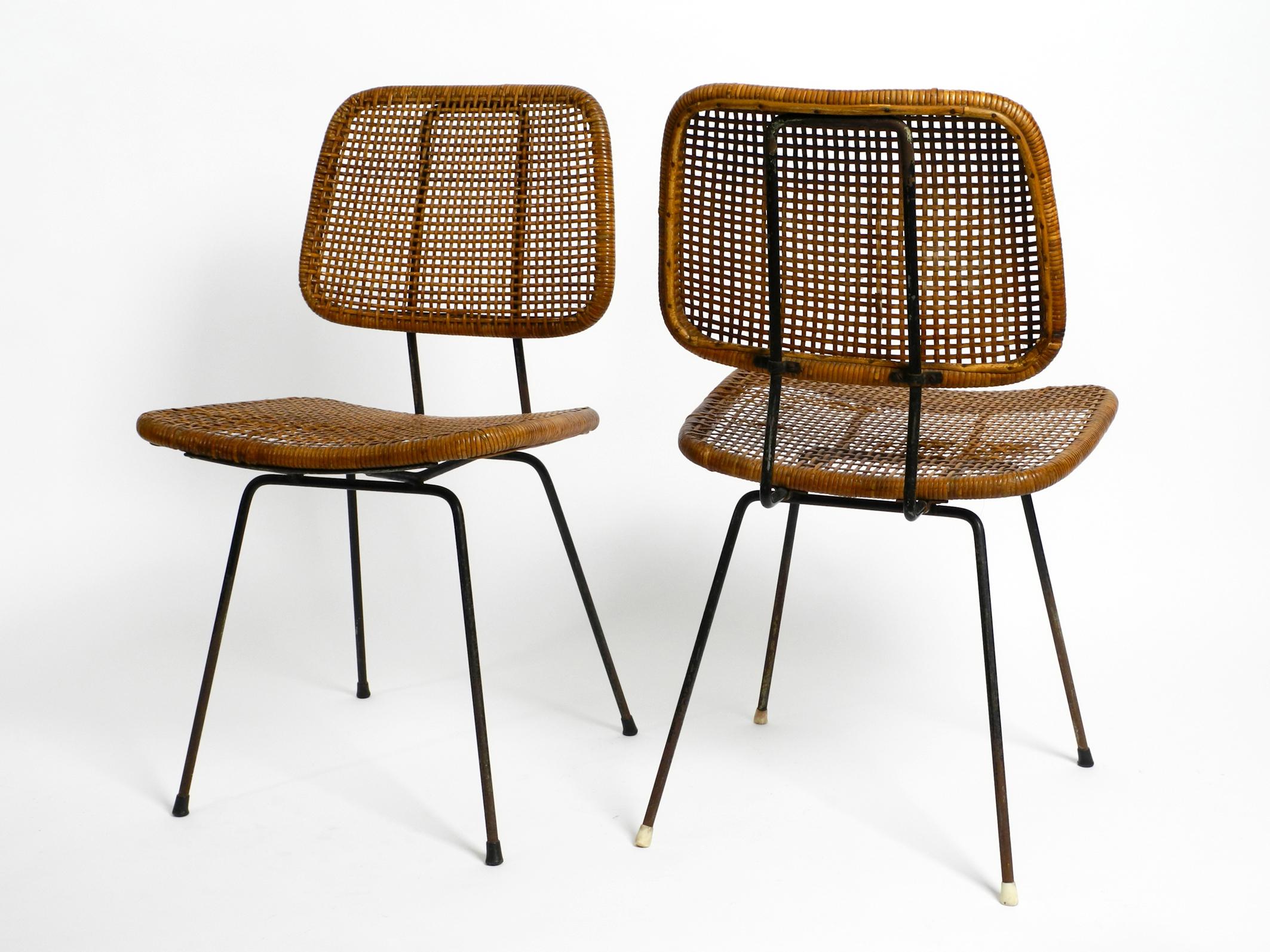 Two 1960s Italian Bamboo Dining Room Chairs in a Very Good Vintage Condition In Good Condition For Sale In München, DE