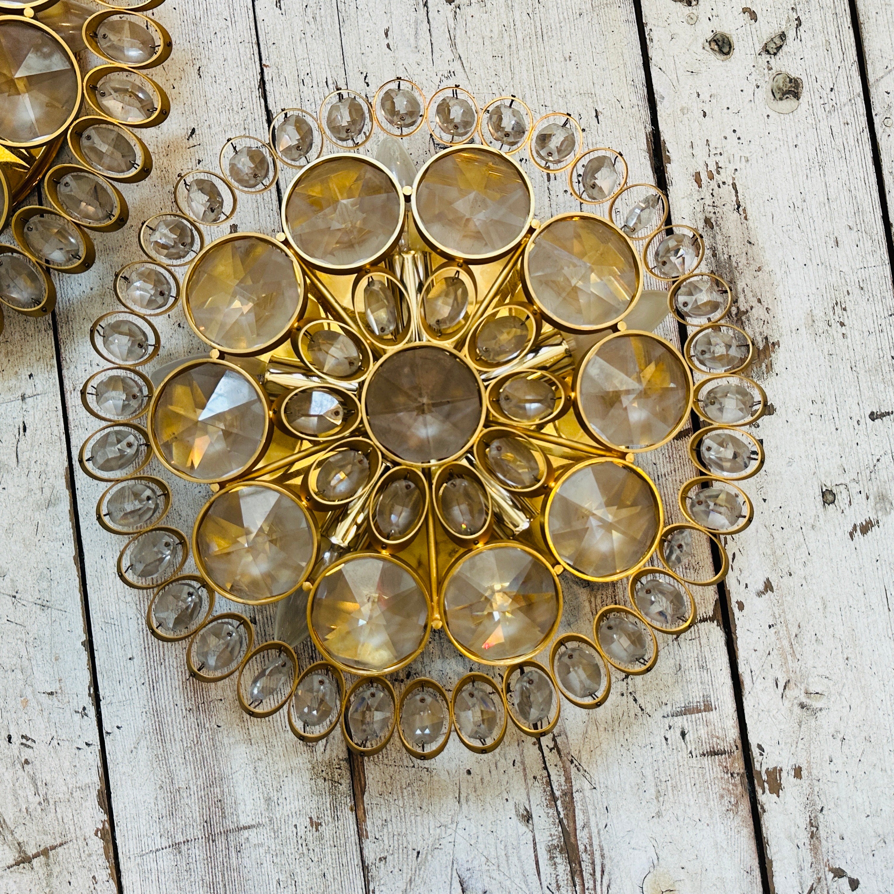 Pair of 1960s Mid-Century Modern Brass and Glass 