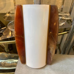 Two 1960s Mid-Century Modern Marble Brass and Plexiglass Italian Wall Sconces