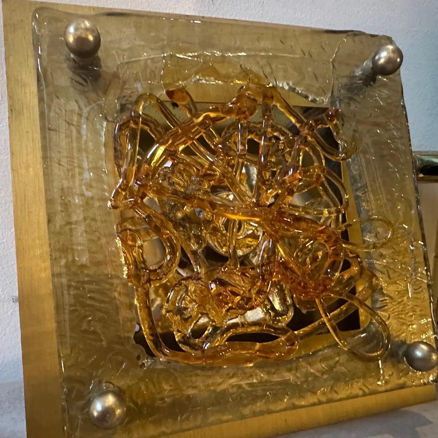 Two 1960s Mid-Century Modern Murano Glass Italian Wall Sconces by Angelo Brotto For Sale 6